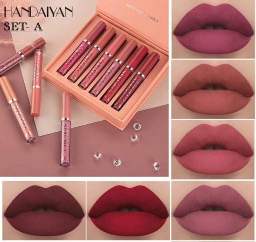 Handaiyan-6pcs-Liquid-Lipstick-Set-510x481 ๐๐๐ง๐๐๐ฒ๐๐ง ๐๐ข๐ช๐ฎ๐ข๐ ๐ฆ๐๐ญ๐ญ๐ ๐๐ฉ๐๐ฌ ๐ฅ๐ข๐ฉ๐ฌ๐ญ๐ข๐๐ค ๐ ๐ฌ๐๐ญ - Image 1