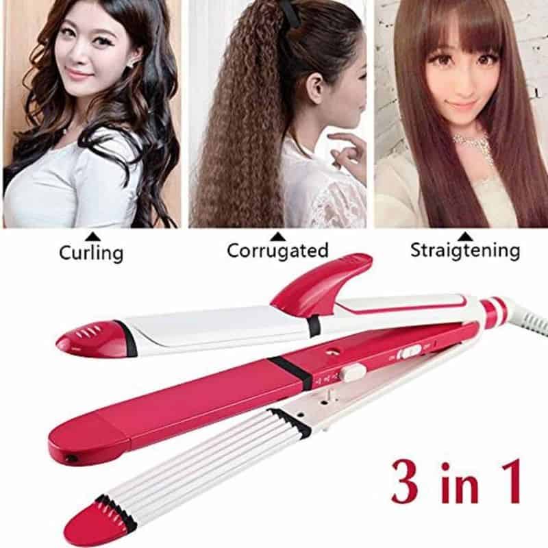 Kemei-KM-1291-Professional-3in1-Straightener-Curler-Crimper-Iron-1 ๐๐๐ ๐๐ ๐ฃ๐ฟ๐ผ๐ณ๐ฒ๐๐๐ถ๐ผ๐ป๐ฎ๐น ๐ฏ ๐๐ป ๐ญ ๐๐ฎ๐ถ๐ฟ ๐ฆ๐๐ฟ๐ฎ๐ถ๐ด๐ต๐๐ฒ๐ป๐ฒ๐ฟ - Image 1